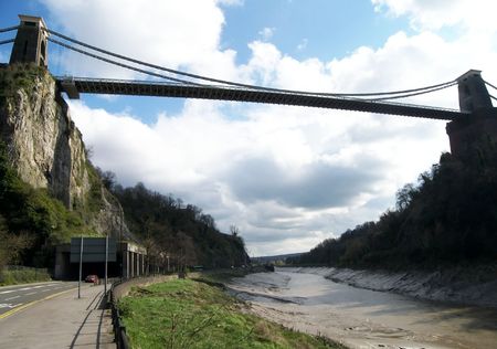Chain bridge in the city of Bristol, England.の写真素材