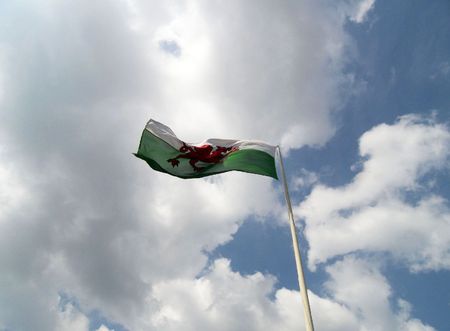 The national flag of Wales within Great Britain.の写真素材