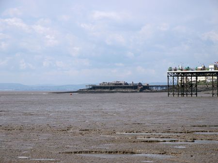 An old pier in the distance.の写真素材