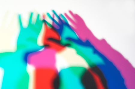 projection of several handsの写真素材