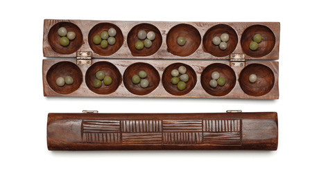 African game Awale wooden table tabs are seeds