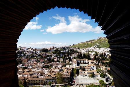 View of Albaicin from the Alhambra, Granada, Spainのeditorial素材
