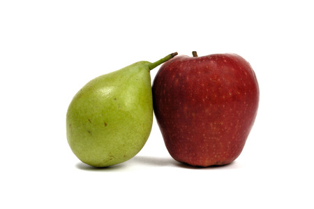 Apple and pear isolated on white background , fruitの写真素材