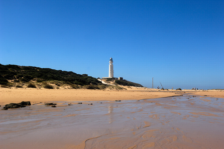 Trafalgar lighthouse, CaÃ±os de Meca, Cadiz, Andalucia, Spainの写真素材