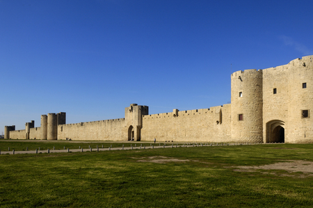 walls of Aigues-Mortes, Camargue, Franceのeditorial素材