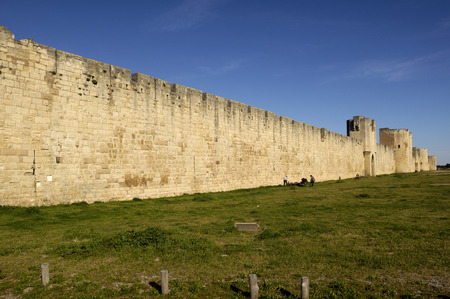 walls of Aigues-Mortes, Camargue, Franceのeditorial素材