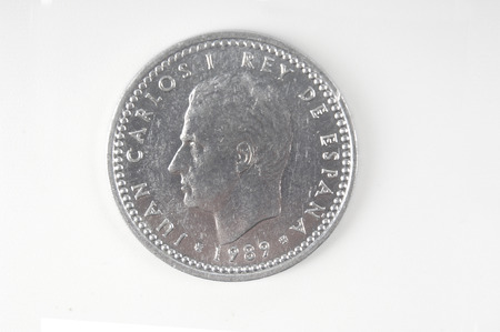 one peseta, coin of Spainの写真素材