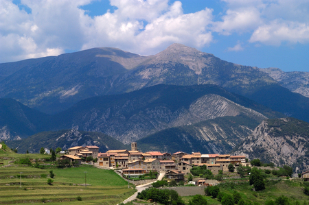 village of Maaners, Bergueda, Barcelona province, Catalonia, Spainの写真素材