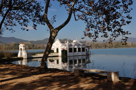 Banyles lake, Girona, Spainの写真素材