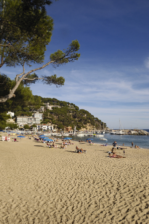Beach of Llafranc, Costa Brava, Girona, Spainの写真素材