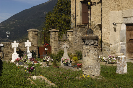 Cemetery of Betlan, Aran Valley, Pyrenees, Lleida province, Spainのeditorial素材