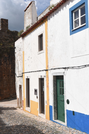 Houses and wall, Vila Vicosa, Alentejo region, Portugalのeditorial素材
