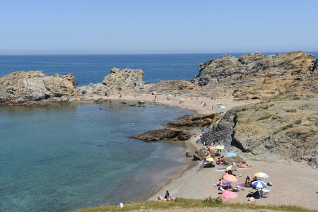 Beach of de Ras cape in Colera, Costa Brava, Girona province, Catalonia, Spainのeditorial素材