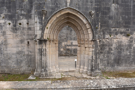 Remains of the walled castle of Leiria, Beiras region, Portugalの写真素材