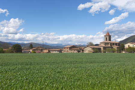 Village of Els Hostalets, Garrotxa, Girona province, Catalonia, Spainの写真素材