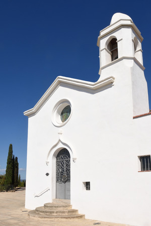 Church and Sant Joan Castle in the town of Blanes, Costa Brava, Girona province, Catalonia, Spainの写真素材