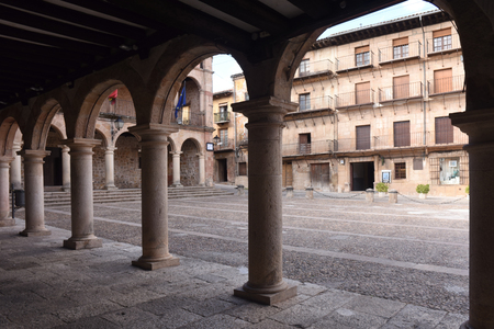 Main square and town hall in Siguenza, Guadalajara province, Castilla-La Mancha, Spainのeditorial素材