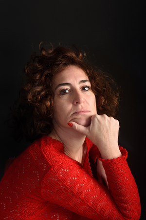 portrait of a woman looking at cameraの写真素材