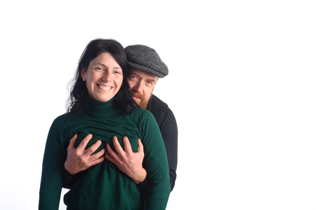 The man who touches his partner's breastsの写真素材