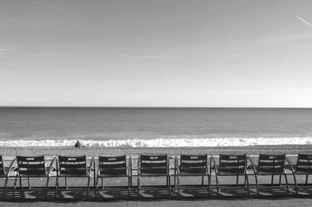 chairs in Promenade des Angles, Nice, French Riviera,の写真素材