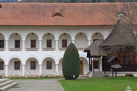 Arched in Sambata de Sus monastery in Transylvania, Romaniaの写真素材