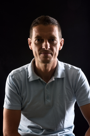portrai of a man with black backgroundの写真素材