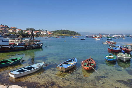 fishing rods on the Island of Aursa in front of the Naval Promenade, Pontevedra province, Galicia, Spainのeditorial素材