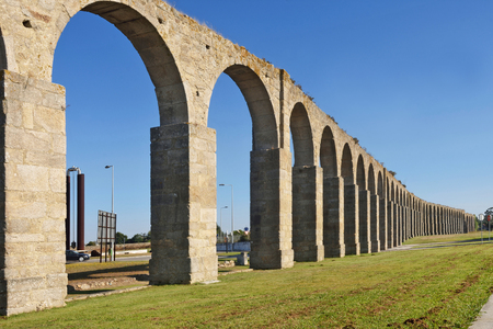 Roman Aqueduct, Vila do Conde, Douro Region, Northern Portugalの写真素材
