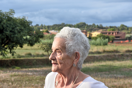 portrait of a senior woman outdoorの写真素材