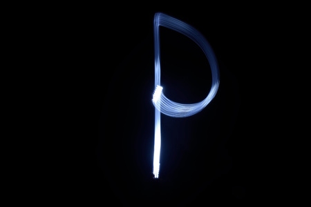 paint with light on black background letter Pの写真素材