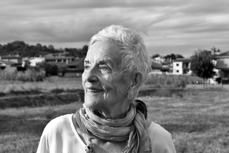 portrait of a senior woman outdoorの写真素材