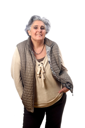 portrait of a senior woman on white backgroundの写真素材