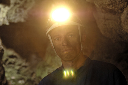portrait of a miner inside a mineの写真素材