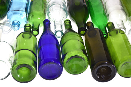 bottles lying on a white backgroundの写真素材