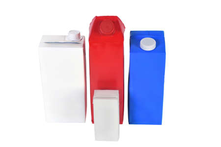group of tetra pack isolated on whiteの写真素材