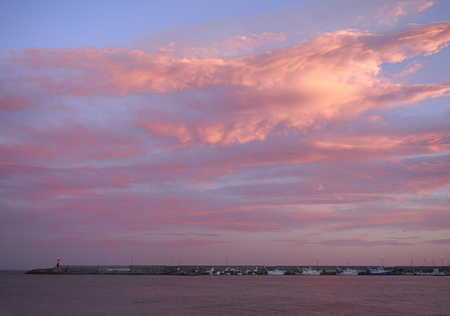 sunset in the port of San Remo, Italyのeditorial素材