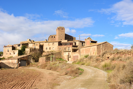 village of L Arenyo, La Segarra, Leida province, Catalonia, Spainの写真素材