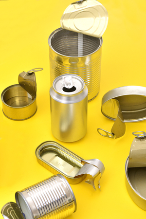 view of tin can isolated on yellow
