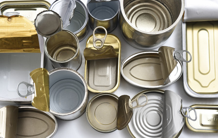 tin can isolated on whiteの写真素材