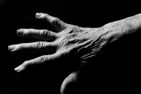 close up of senior woman handの写真素材