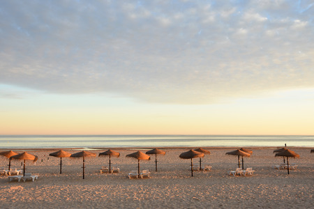 sunset at Monte Gordo beach, Algarve, Portugalの写真素材