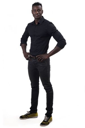 full portrait of a african man on white backgroundの写真素材