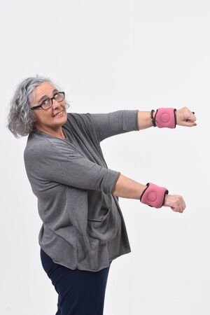 woman with exercise on  whiteの写真素材