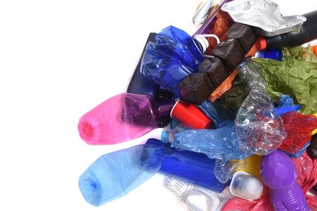 pile of plastics on white background