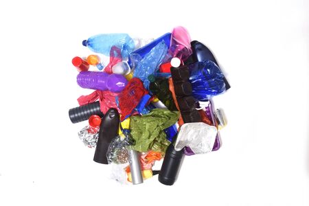pile of plastics on white background