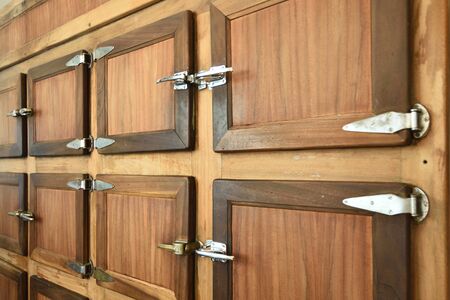 detail of an old wooden fridge