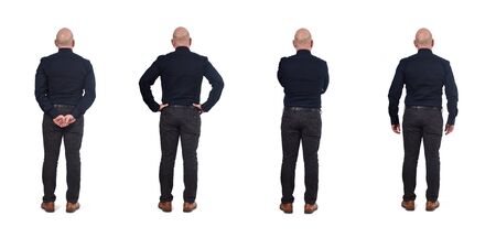 full portrait of a man from behind on whiteの写真素材