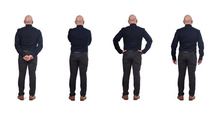 full portrait of a man from behind on whiteの写真素材