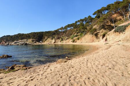 Cala Estreta beach in Palamos, Costa Brava, Girona province, Catalonia, Spaiの写真素材