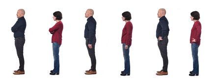 full portrait of a couple sideways on white background